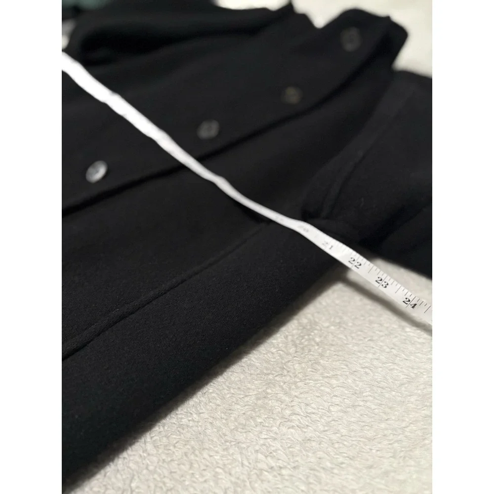 J Crew Nello Gori Women's Wool Black Peacoat Jacket Size 4 Zip Button - Picture 4 of 9